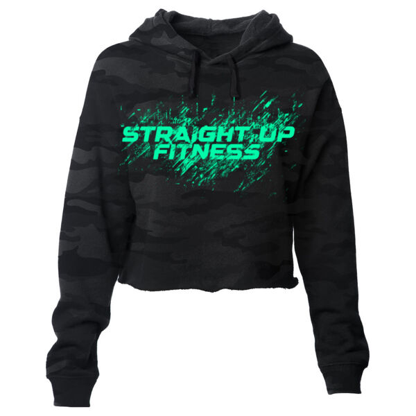 STRAIGHT UP FITNESS - DIGITAL GRUNGE - WOMEN'S CROPPED HOODIE - SHADOW CAMO - $38DFJM$ Thumbnail