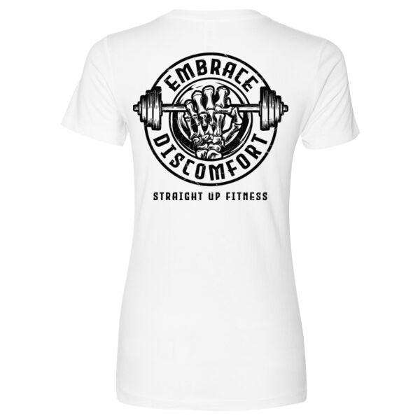 STRAIGHT UP FITNESS - EMBRACE DISCOMFORT - WOMEN'S FITTED T-SHIRT - WHITE - W2C19G Thumbnail