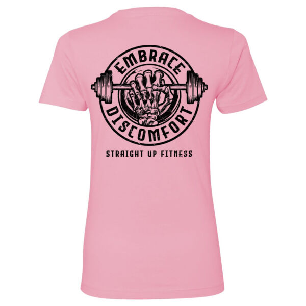 STRAIGHT UP FITNESS - EMBRACE DISCOMFORT - WOMEN'S FITTED T-SHIRT - PINK - W2C19G Thumbnail
