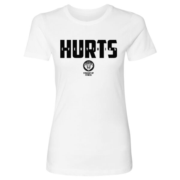 STRAIGHT UP FITNESS - EVERYTHING HURTS - WOMEN'S FITTED T-SHIRT - LIGHT GRAY HEATHER - D28P6R Thumbnail