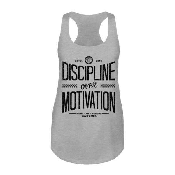 DISCIPLINE OVER MOTIVATION - WOMEN'S FITTED TANK - $JTS4OF$ Thumbnail
